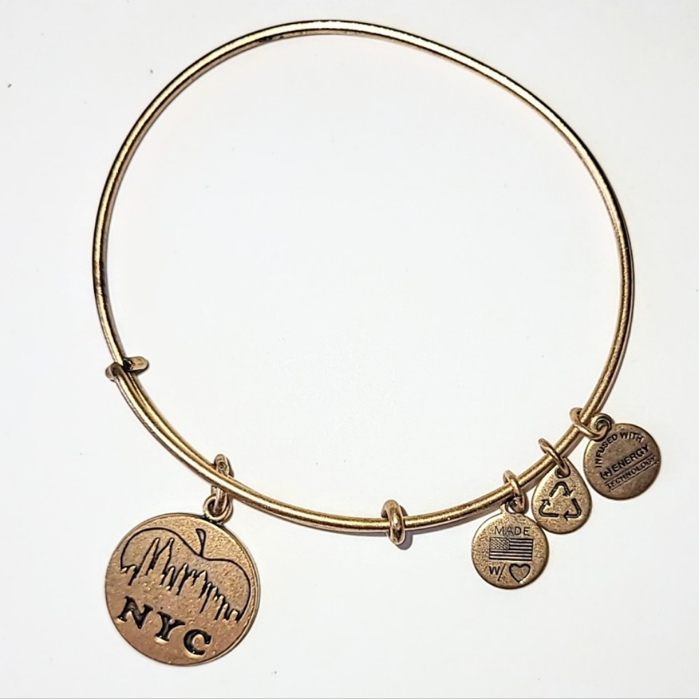 ALEX AND ANI NYC BIG APPLE CHARM BANGLE BRACELET - NEW YORK CITY - Picture 3 of 6